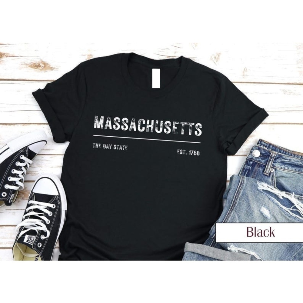 Massachusetts T-Shirt The Bay State Est. 88 Rustic Minimalist